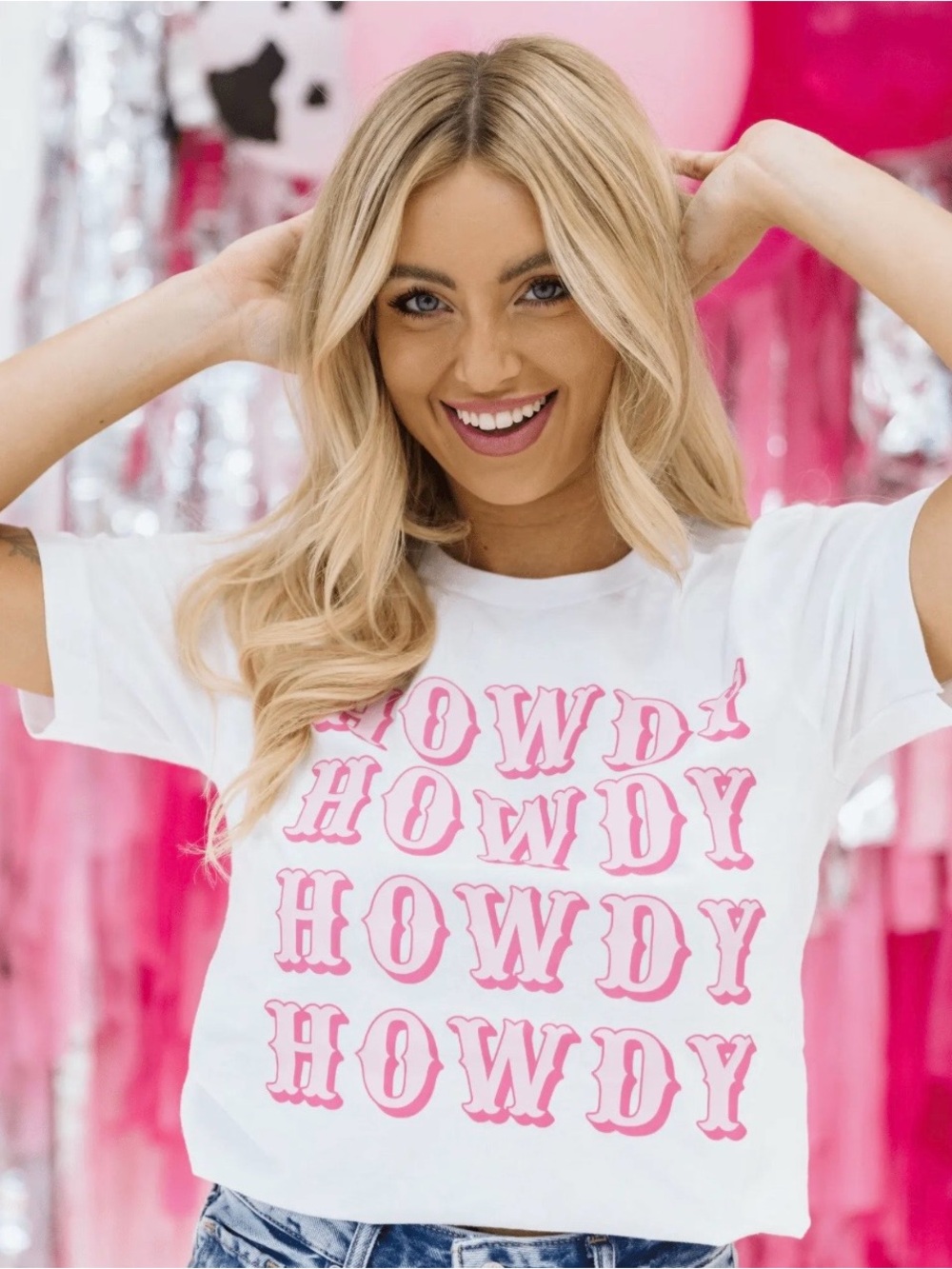 Pink howdy cowgirl t-shirt